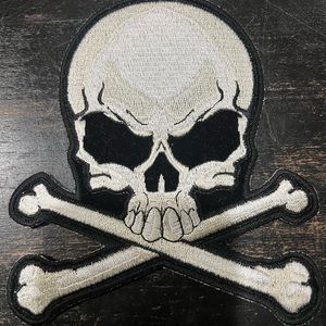 Skull & Bones Patch - 6x6" Embroidered Iron on Patch